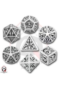 DADOS Q-WORKSHOP SET DE 7: STEAMPUNK WHITE-BLACK