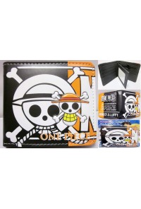 ONE PIECE CARTERA NEGRA  NARANJA CON CALAVERA