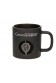 JUEGO DE TRONOS LANNISTER TAZA NEGRA CRISTAL EMBLEMA GIRATORIO