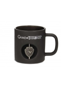 JUEGO DE TRONOS TARGARYEN TAZA NEGRA CRISTAL EMBLEMA GIRATORIO