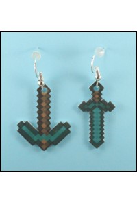 ANGEL CREATIONS PAR PENDIENTES PICO DIAMANTE + ESPADA DIAMANTE MINECRAFT