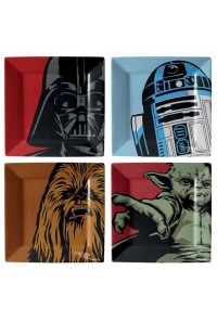 STAR WARS SET 4 PLATOS CON IMAGEN PERSONAJES ICONICOS SW