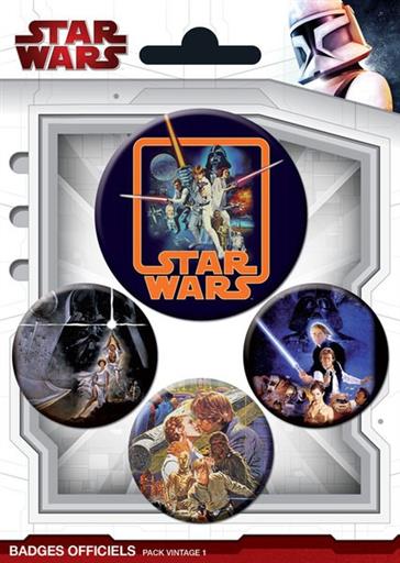 STAR WARS CHAPAS PACK DE 4 VINTAGE 1