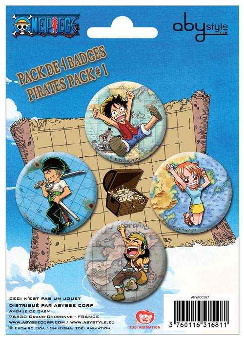 ONE PIECE CHAPAS PACK DE 4 PIRATES PACK 1