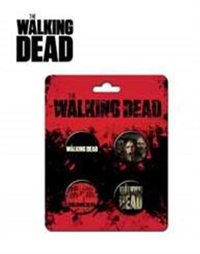 THE WALKING DEAD CHAPAS SET DE 4 - LOGOS Y ZOMBIES