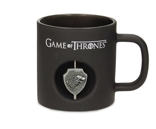 JUEGO DE TRONOS STARK TAZA NEGRA CRISTAL EMBLEMA GIRATORIO JUEGO DE TRONOS STARK TAZA NEGRA CRISTAL EMBLEMA GIRATORIO