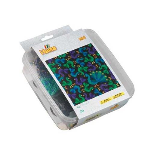 HAMA MIDI CAJA DE PLASTICO MOSAICO MINI - PAVO REAL