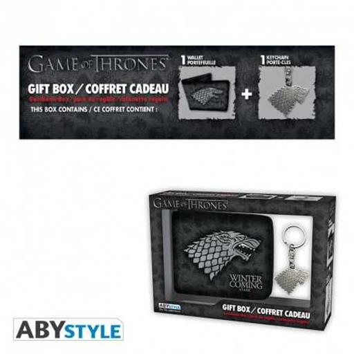 JUEGO DE TRONOS PACK CARTERA + LLAVERO METALICO STARK