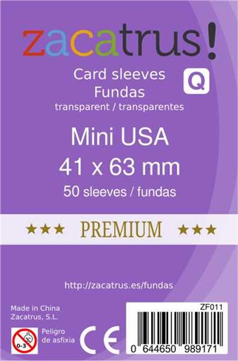 FUNDAS ZACATRUS MINI USA PREMIUM 41MM X 63MM (50)